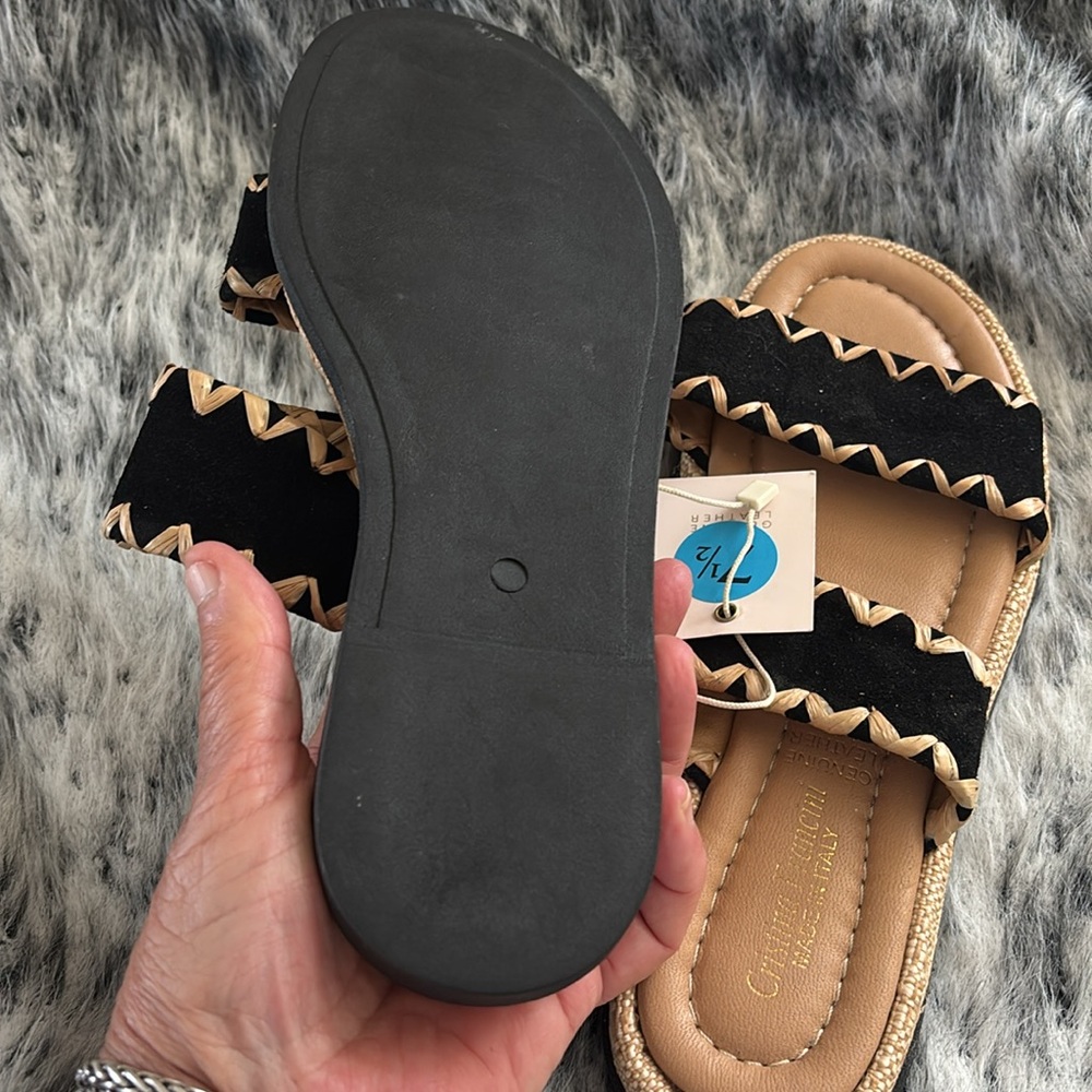 CRISTINA FRANCINI  Sandals Size7.5‎ Leather Made in Italy - Picture 3 of 7